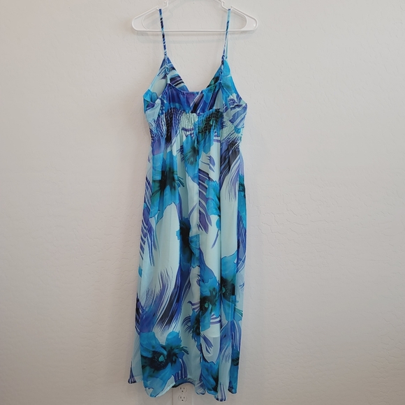 💕 She's Cool Blue Empire Waist Floral Maxi Dress XL - Picture 13 of 15